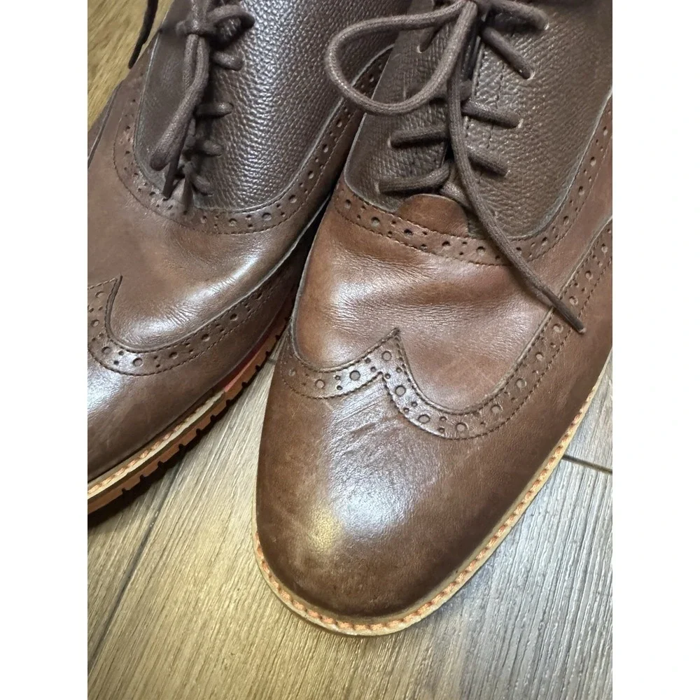 Cole Haan Brown Leather Oxfords with Orange Soles